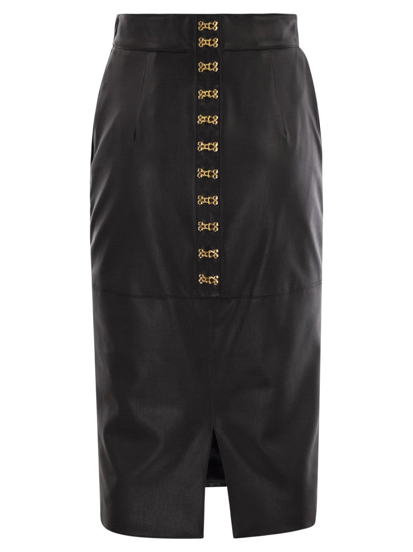 Elisabetta Franchi Pencil Skirt With Jewelled Hooks