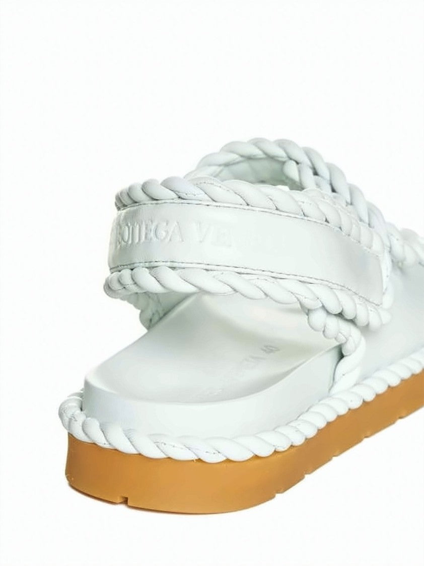 Bottega Veneta Braided White Lambskin Sandals With Adjustable Slingback