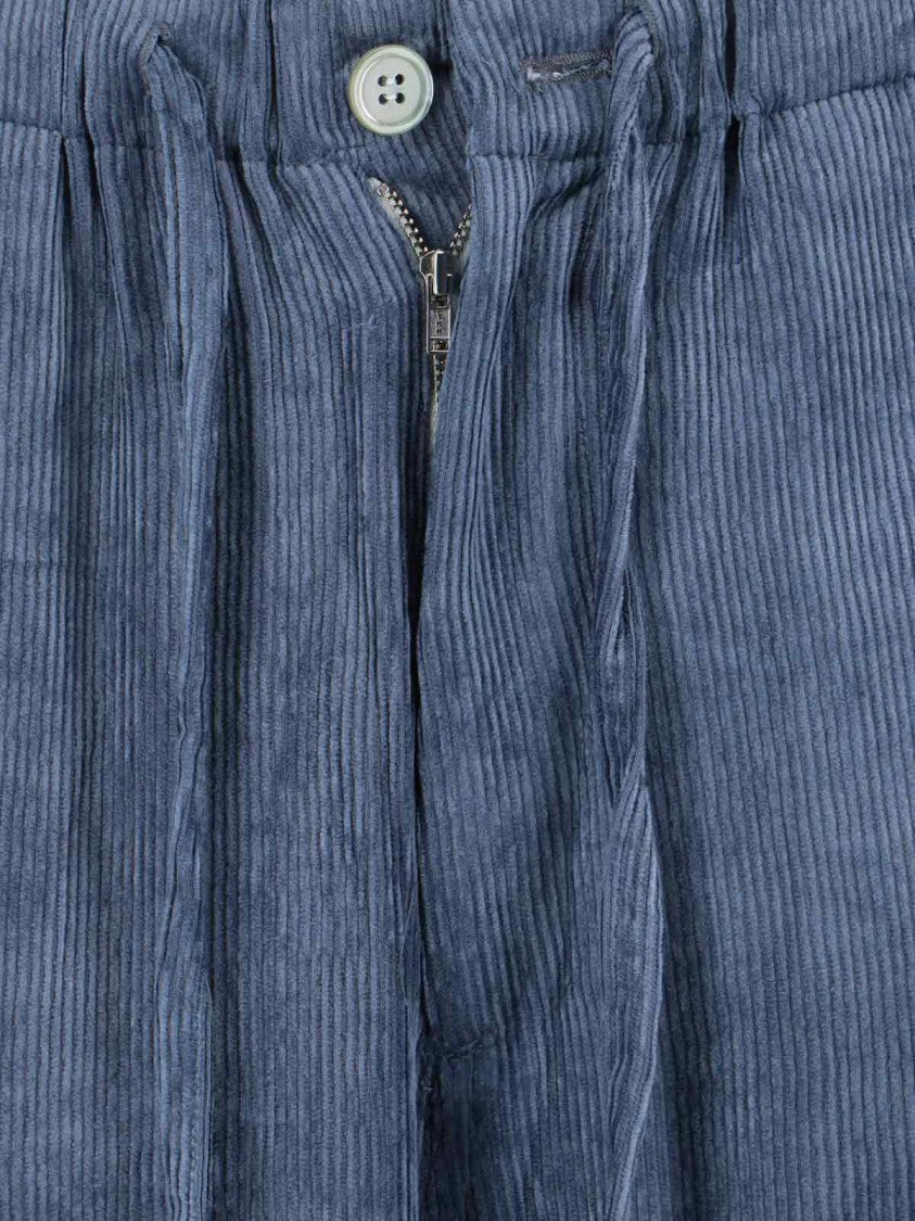 Mythinks Ribbed Blue Fabric Pants With Adjustable Drawstring