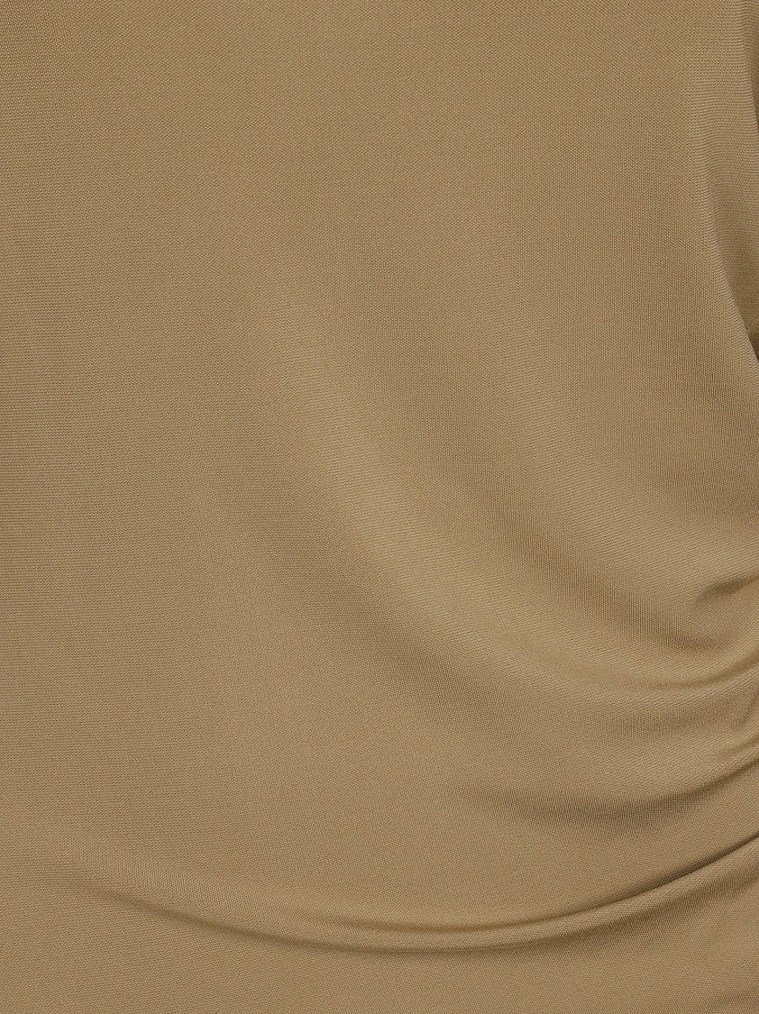 Max Mara Fitted Long-Sleeved Top With Subtle Boat Neckline And Ruching Detail