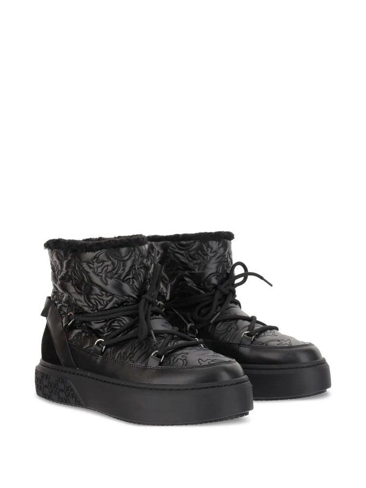 Pinko Black Yoko 19 Mid-Height Monogram Ankle Boots