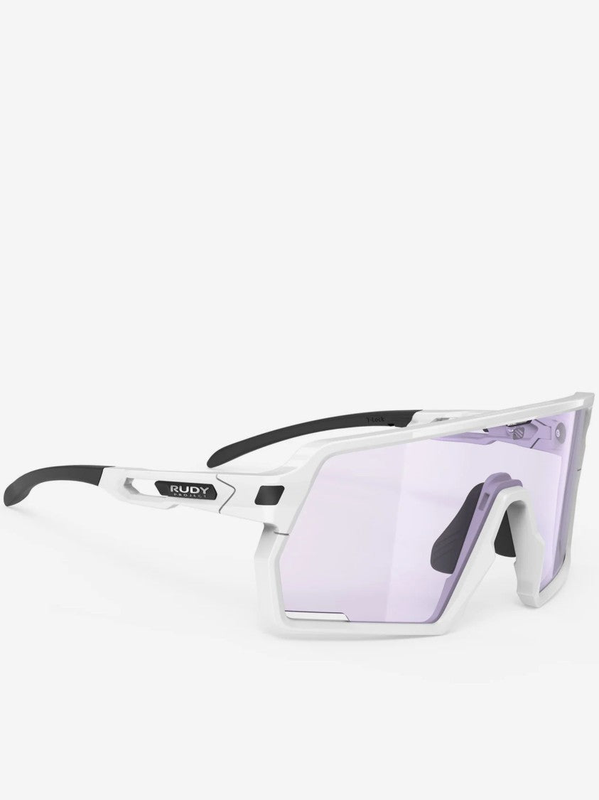Rudy Project Bold Angular Sunglasses With White Frame And Light Purple Lenses