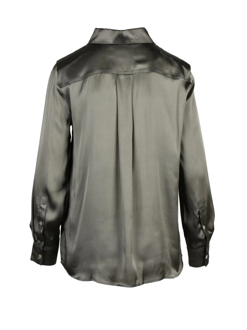 Marella Monochrome Green Silk-Blend Bunny Shirt