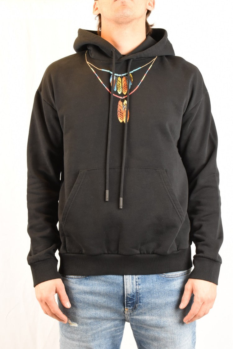Marcelo Burlon Black Cotton-Elastane Blend Hoodie