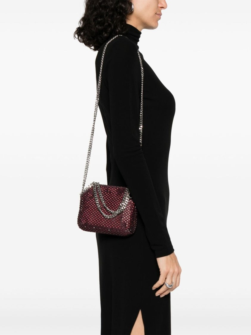 Stella Mccartney Textured Red Shoulder Bag With Chain-Link Strap
