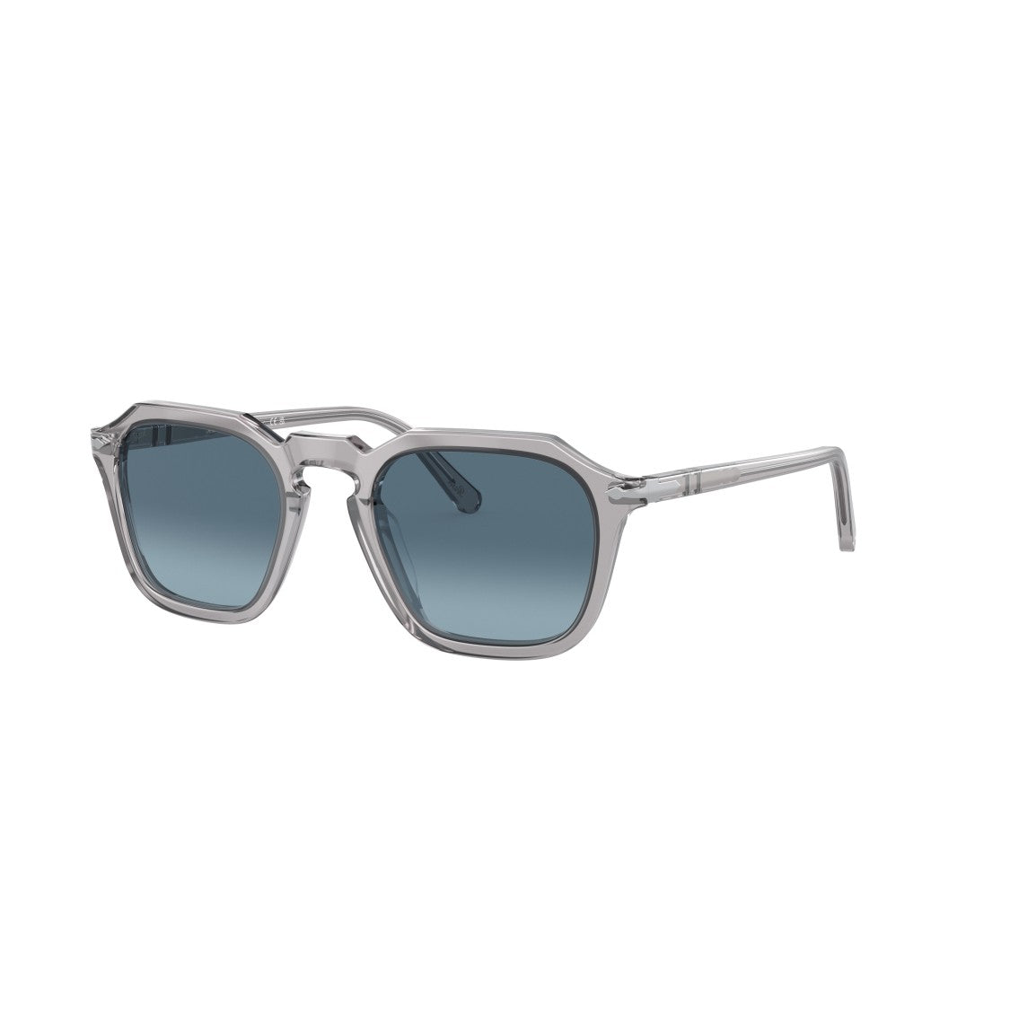 Persol Translucent Acetate Square Sunglasses With Gradient Blue Lenses
