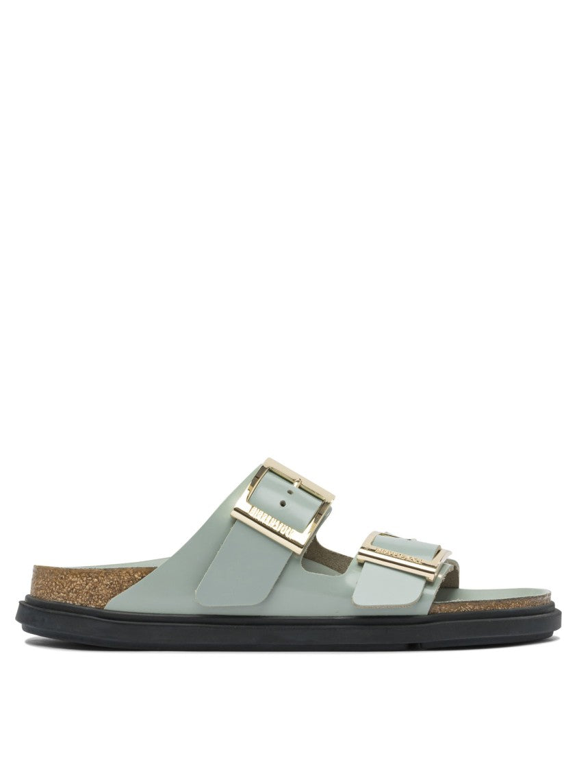 Birkenstock Contoured Leather Sandals With Adjustable Metallic Buckles