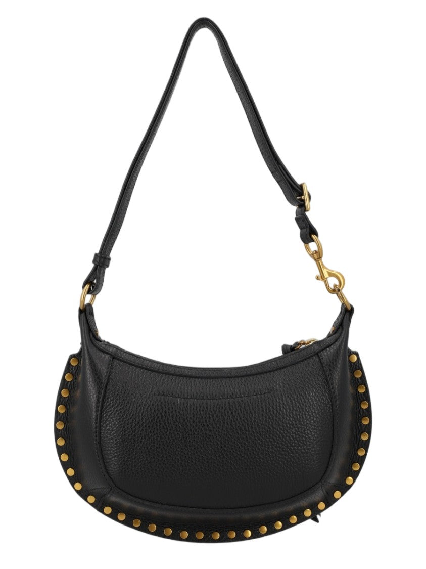 Isabel Marant Crescent-Shaped Black Leather Shoulder Bag With Metallic Accents