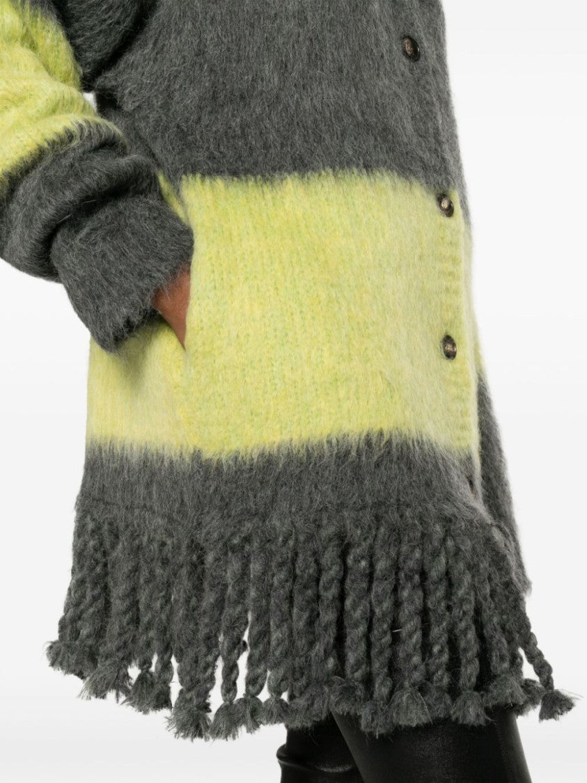 Etro Striped Fringed Alpaca Wool-Blend Cardigan