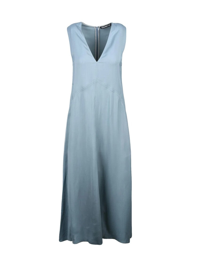 Department 5 Light Blue Dualist Fluid Stretch Viscose Midi Dress