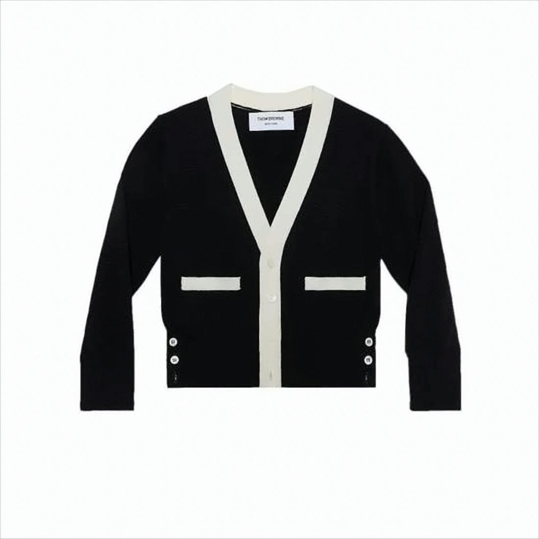 Thom Browne V-Neck Wool Cardigan With Contrasting Trim