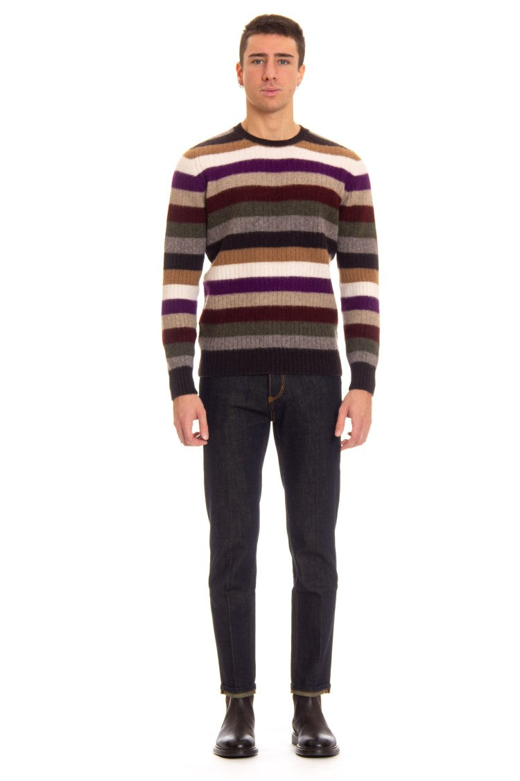 Drumohr Striped Lambswool Crewneck Sweater