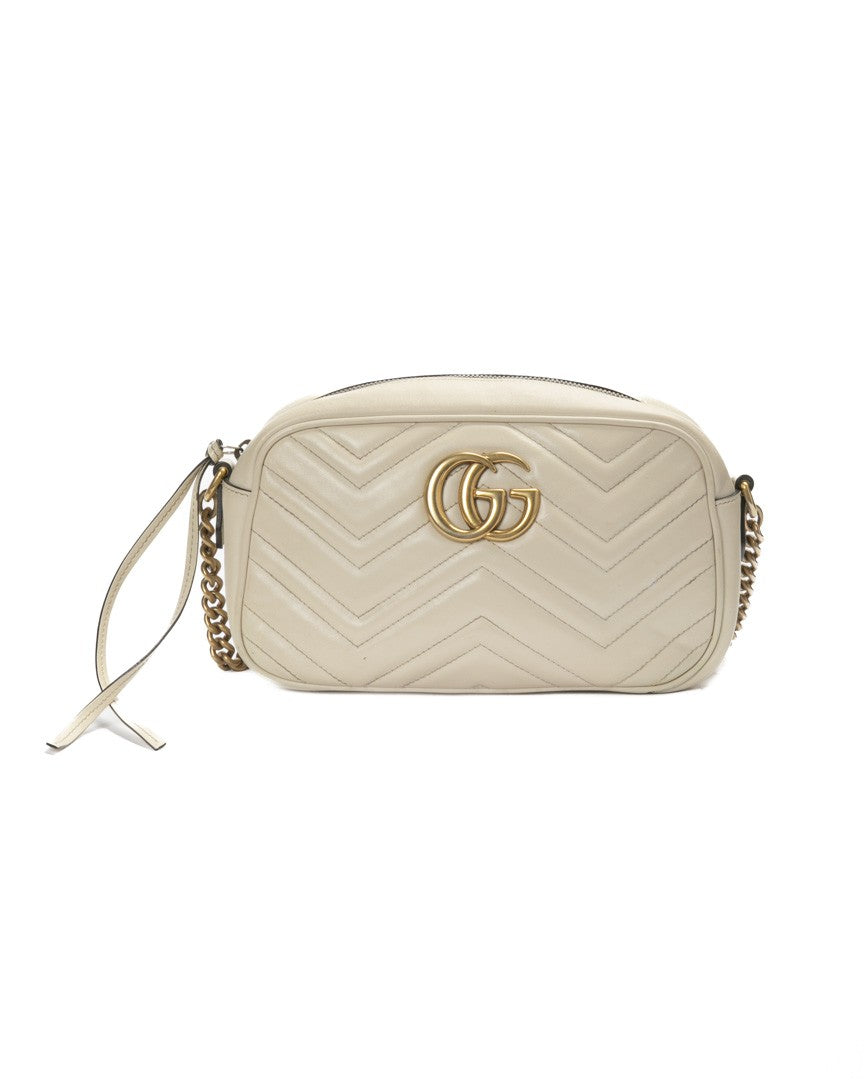 Gucci White Gg Marmont Matelasse Leather Shoulder Bag