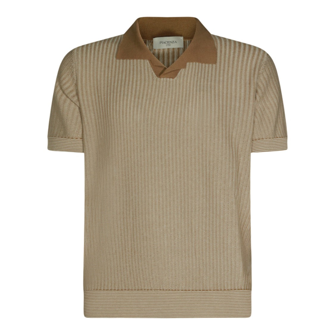 Piacenza Cashmere Ribbed Knit Polo Shirt With Contrasting Collar