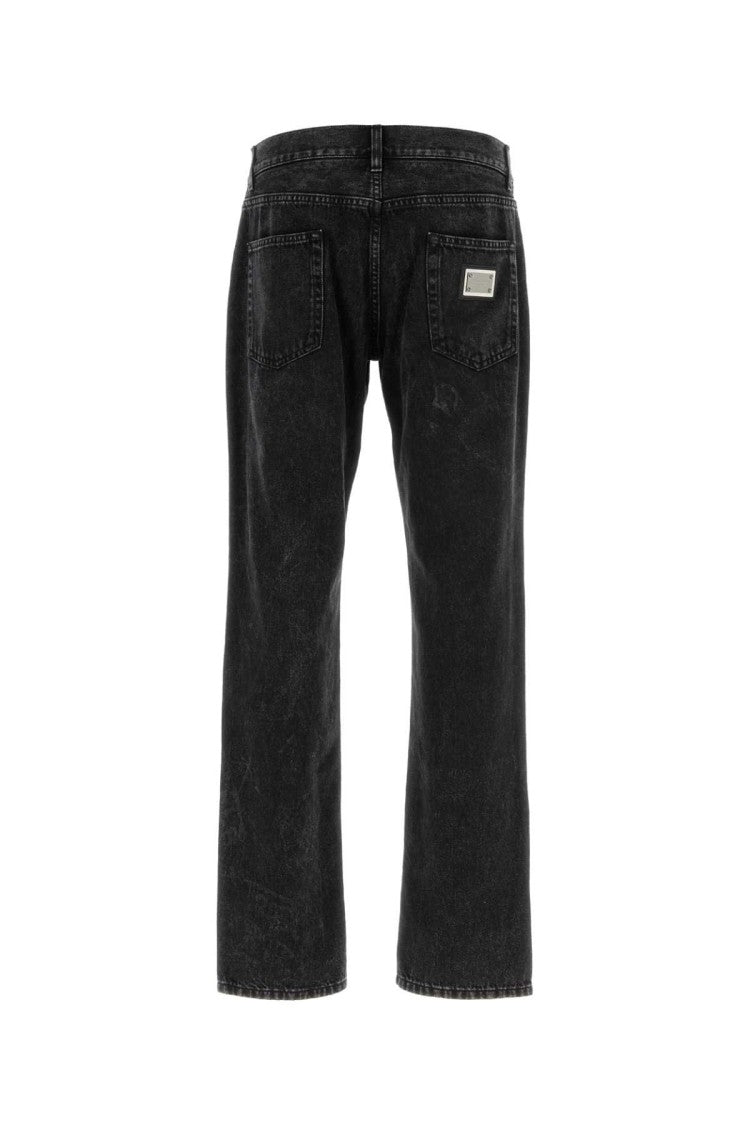 Dolce & Gabbana Straight-Leg Black Denim Jeans With Vintage Wash