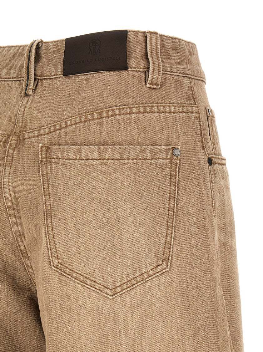 Brunello Cucinelli 'Wide' Vintage Effect Denim Jeans