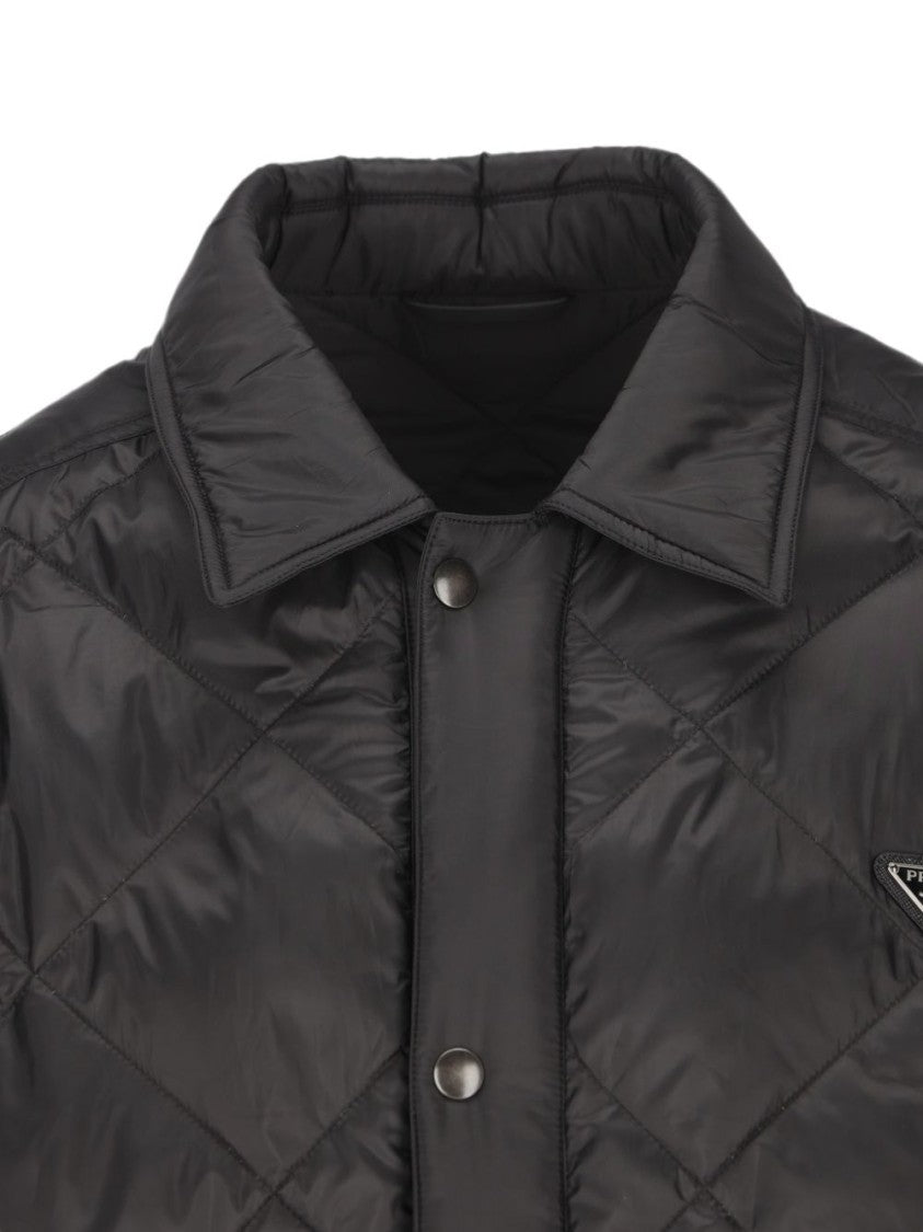 Prada Black Quilted Casual Diamond Stitching Jacket