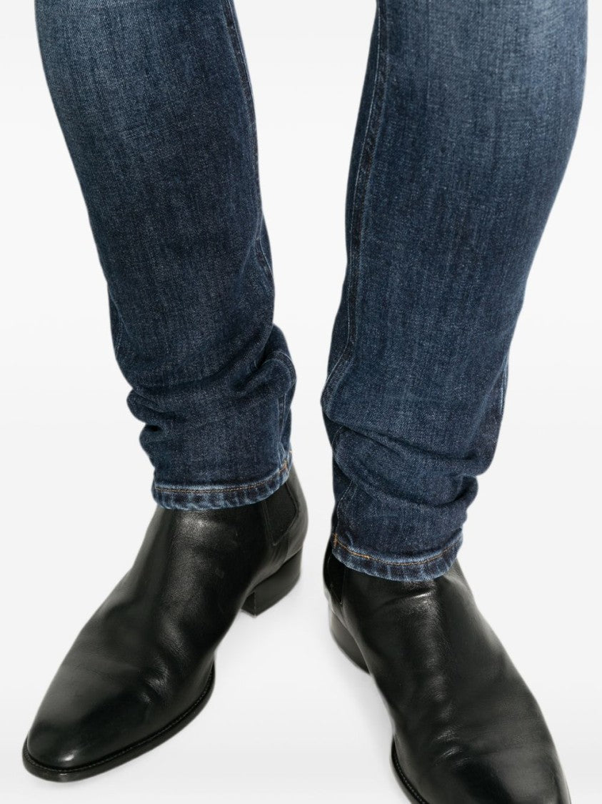 Dondup Dark Blue Faded Whiskered Slim Jeans