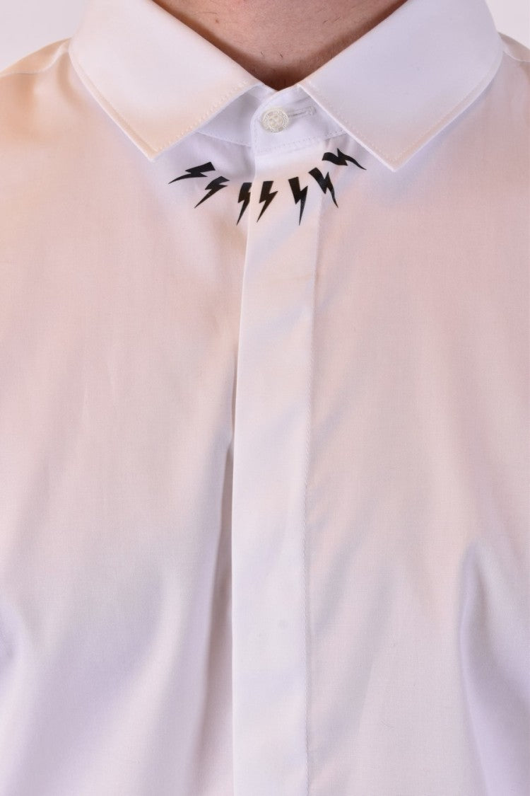 Neil Barrett White Tailored Shirt With Lightning Bolt Motif