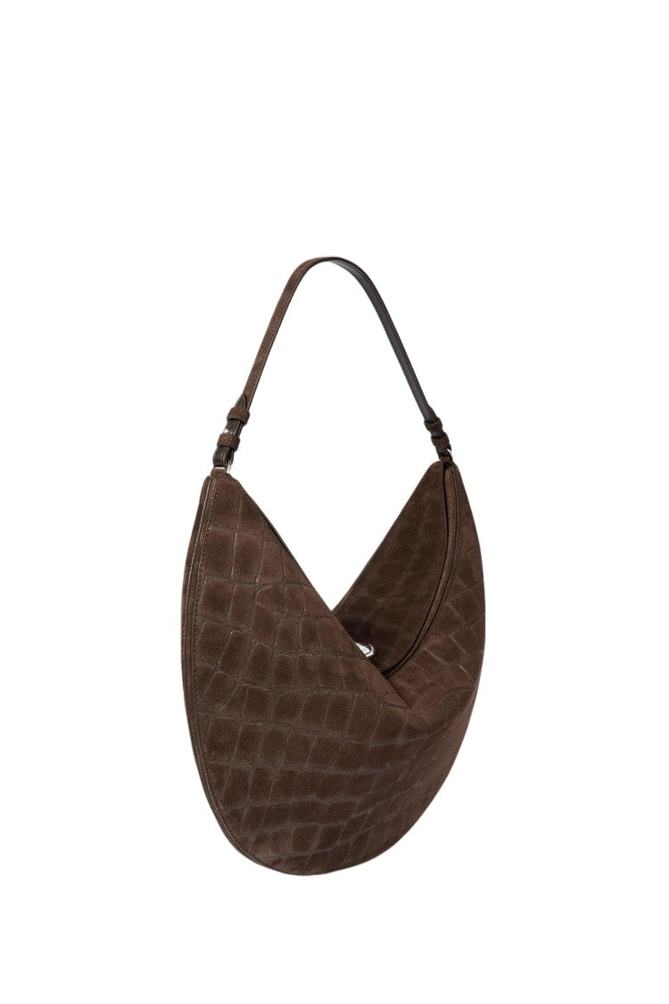 Jacquemus Crescent-Shape Top-Handle Bag In Crocodile-Effect Calfskin Leather