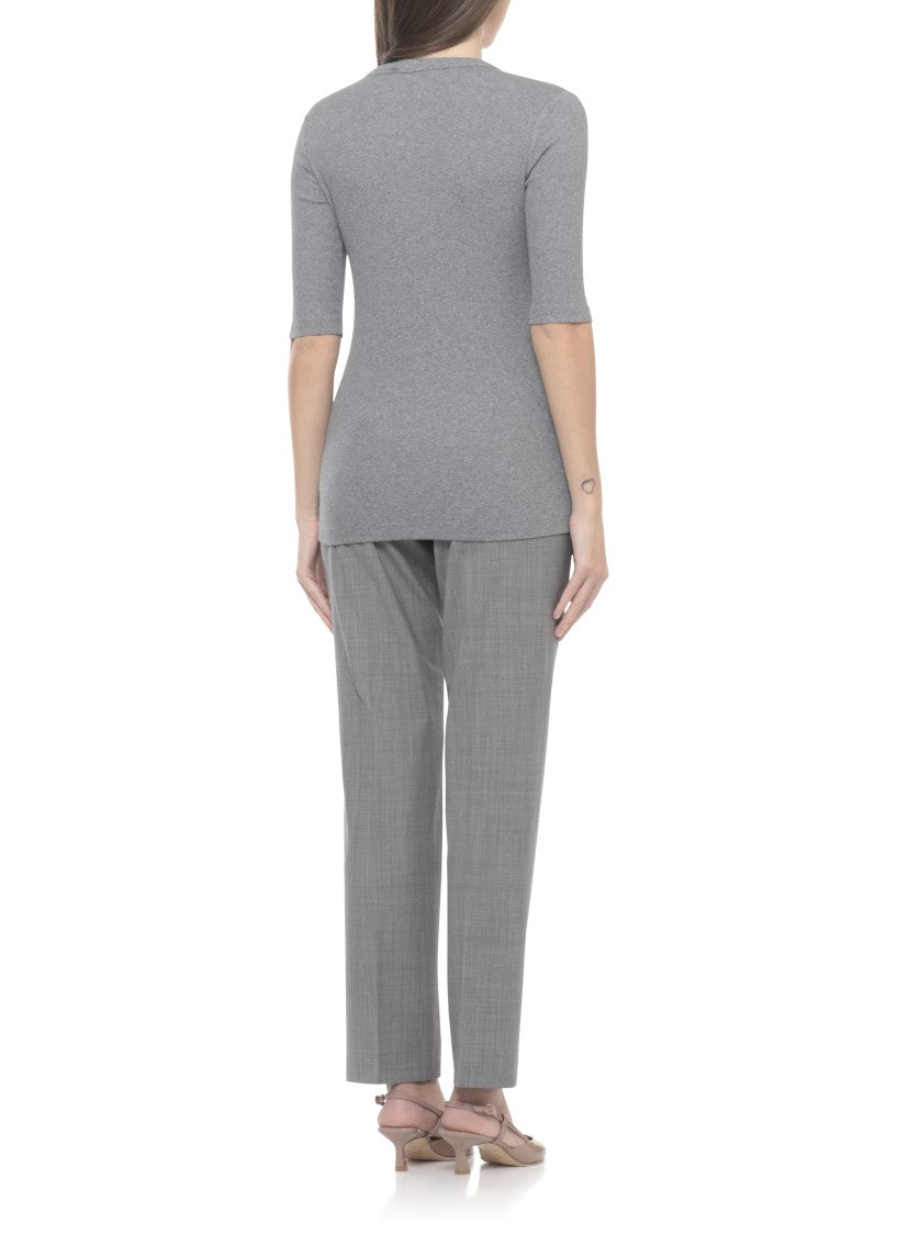 Fabiana Filippi Grey Lightpoint Detail Cotton T-Shirt