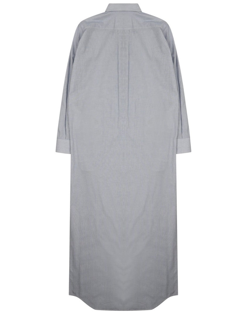 Celine Classic Collar Midi Shirt Dress With Side Slits