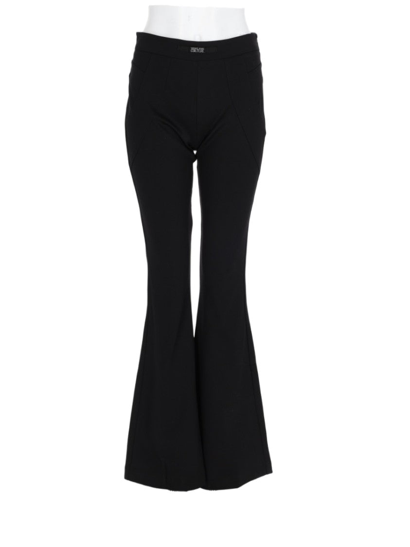 Versace Jeans Couture Flared Black Pants With Fitted Waist And Fluid Drape