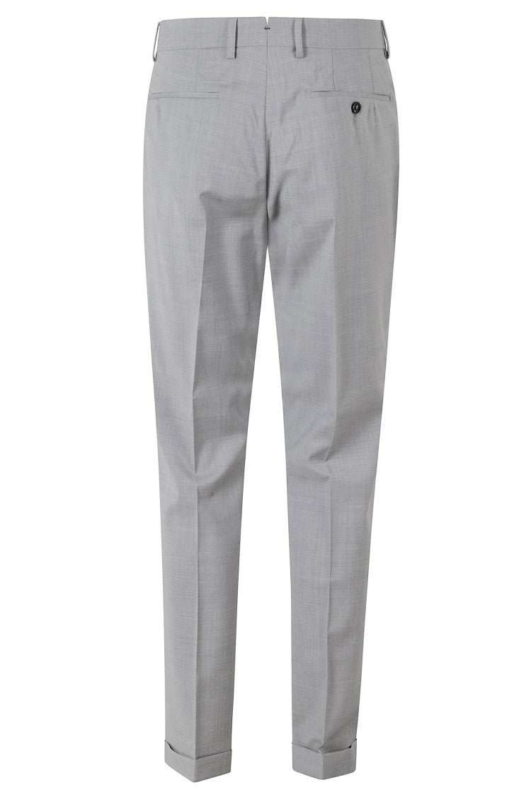 Berwich Gray Yretro Darts Turn-Up Wool-Blend Trousers