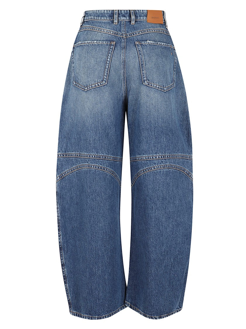 Max Mara Rounded Leg Indigo Denim Pants With Darts
