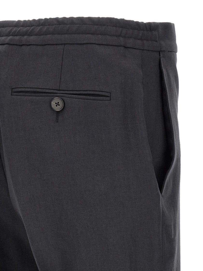 Zegna Wide-Leg Linen Trousers With Pressed Pleats