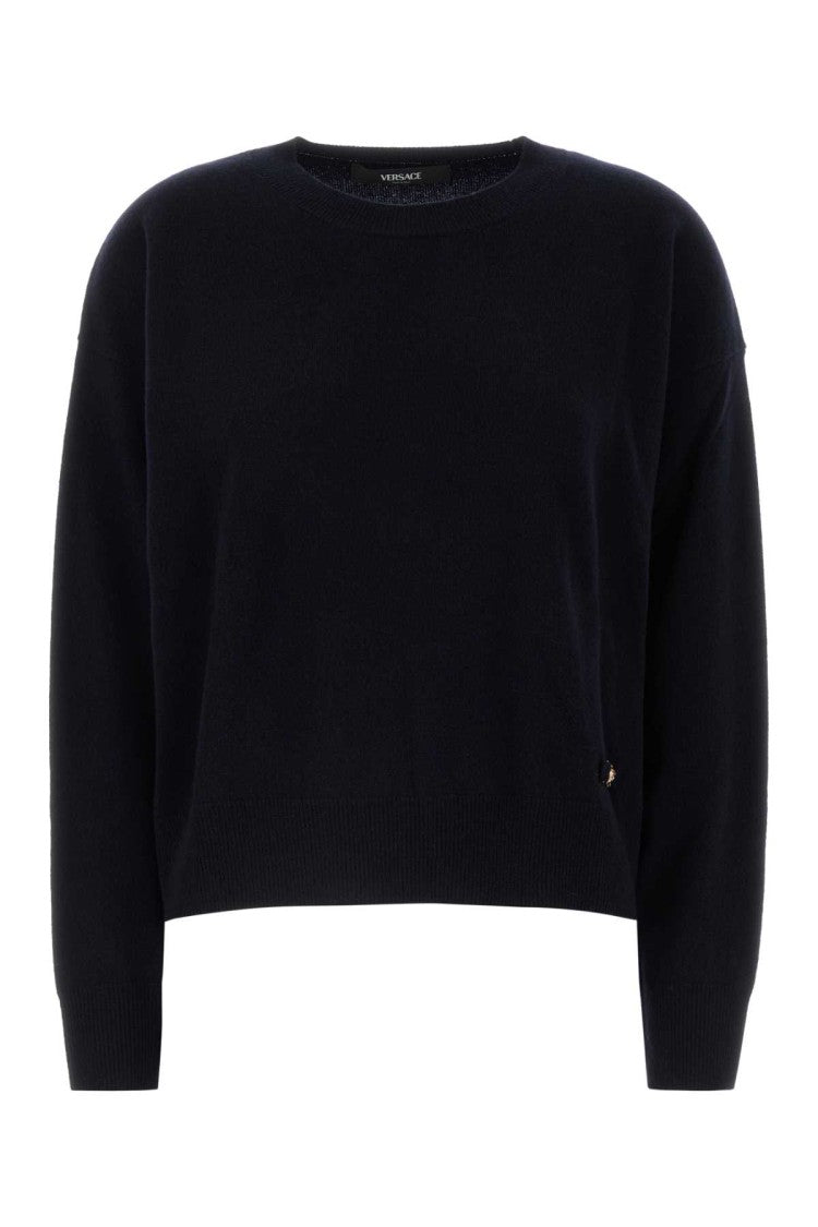 Versace Midnight Blue Stretch Wool Blend Sweater