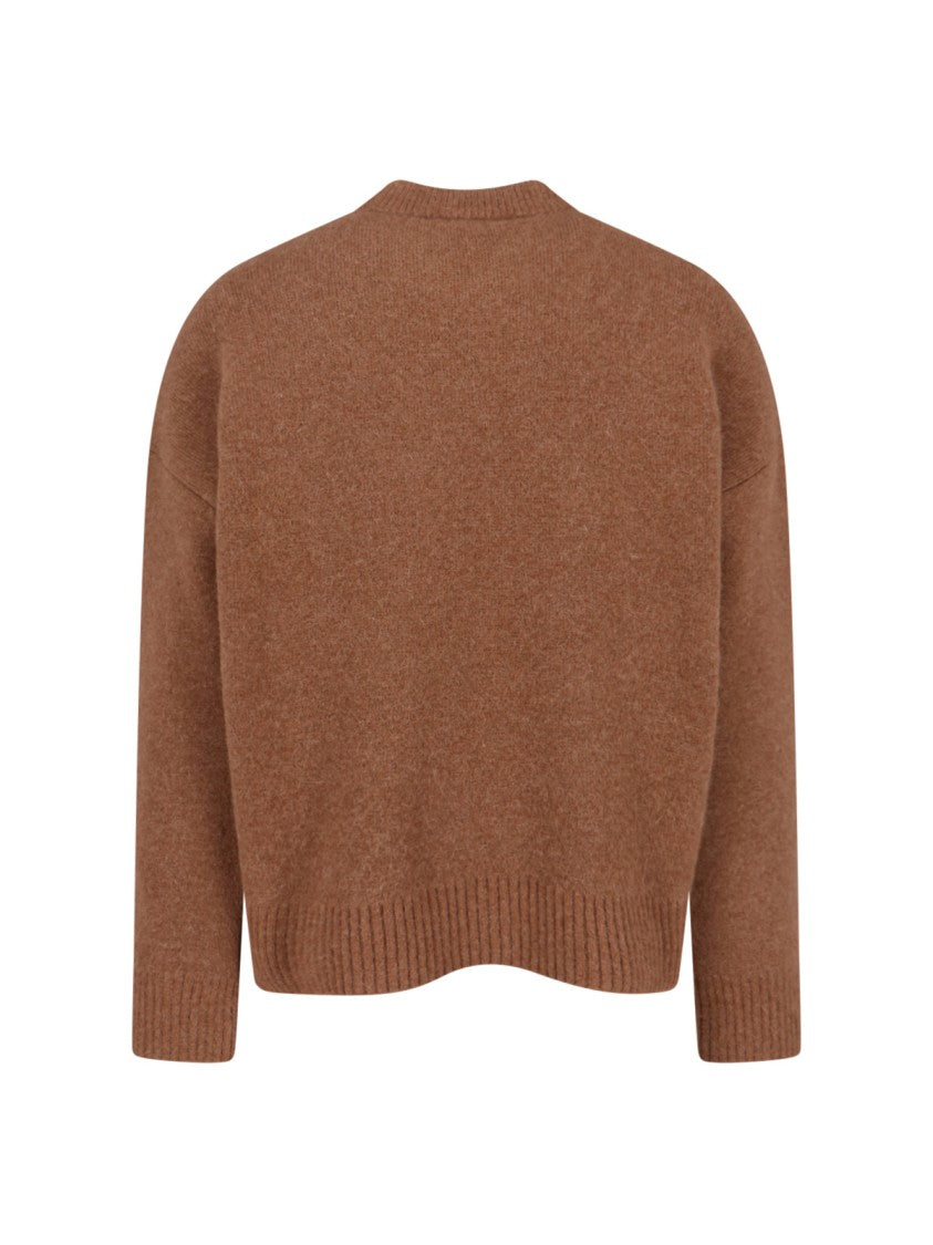 Ami Knitted Sweater With Ribbed Crew Neckline
