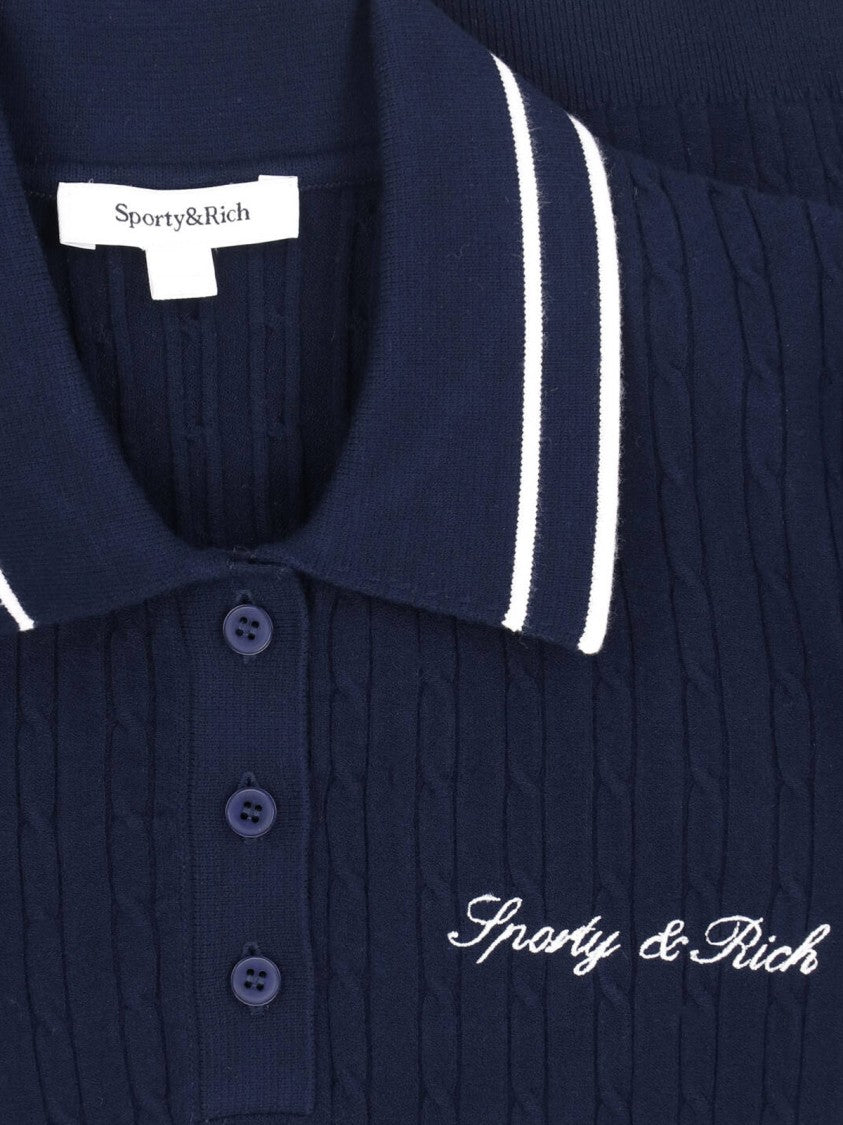 Sporty And Rich Navy Blue Short-Sleeve Polo Shirt