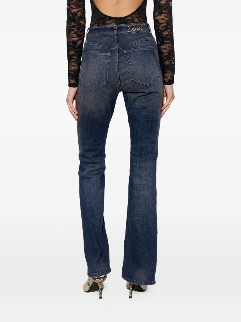 Diesel Blue High-Waisted Denim Wash Effect Jeans