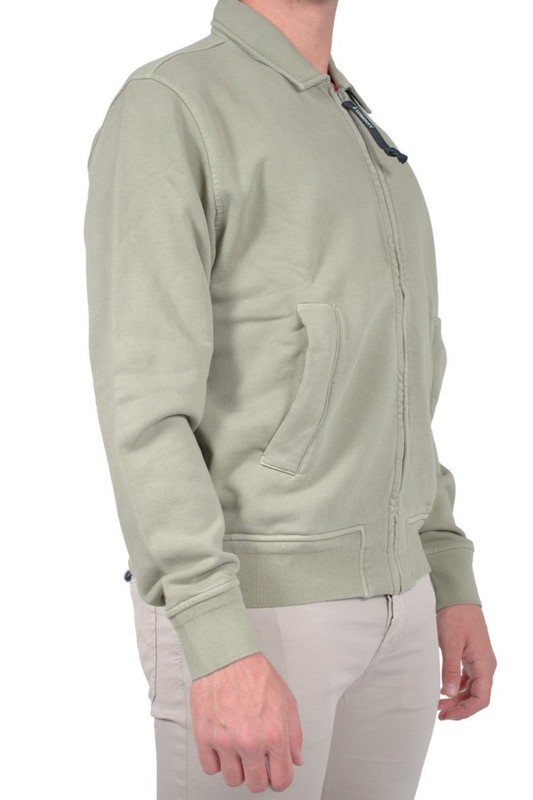 C.P. Company Sage Green Lens Detail Collared Cotton Sweatshirt
