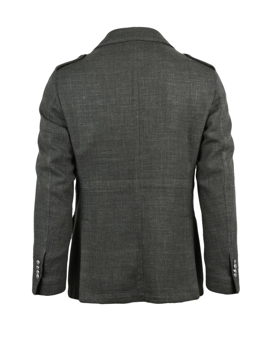 L.B.M. 1911 Military Blazer Jacket In Wool-Linen Blend With Utility Details