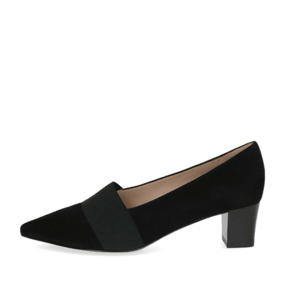 Peter Kaiser Black Pointed Toe Elastic Band Mid-Block Heel Dress Pumps