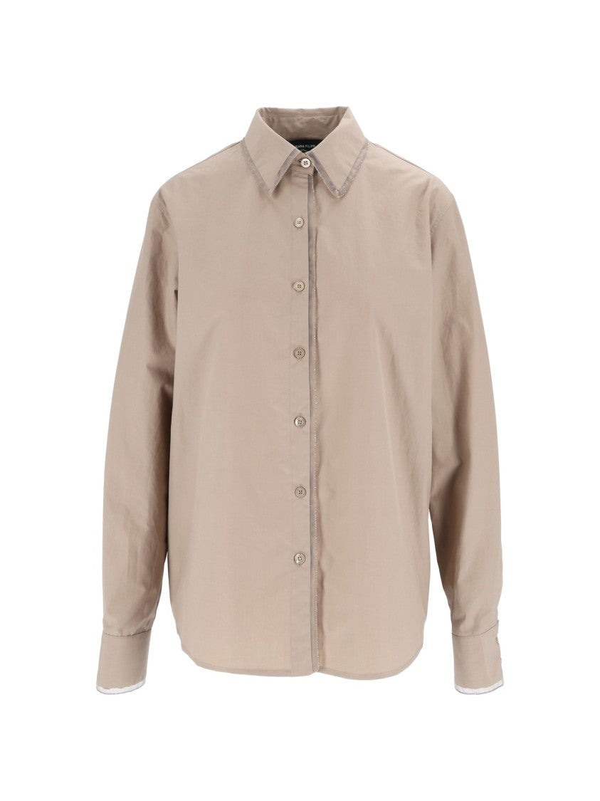 Fabiana Filippi Mocha Diamond Tulle Poplin Shirt