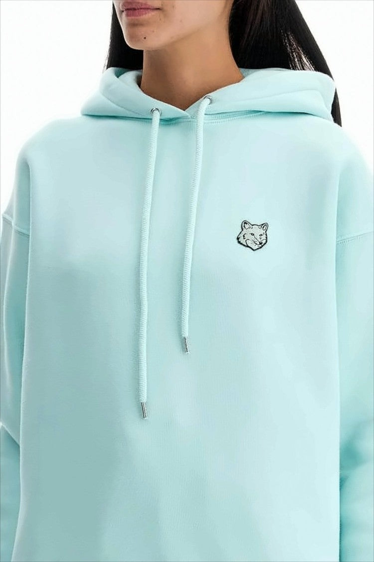Maison Kitsuné Pastel Mint Cropped Hoodie With Embroidered Fox Logo