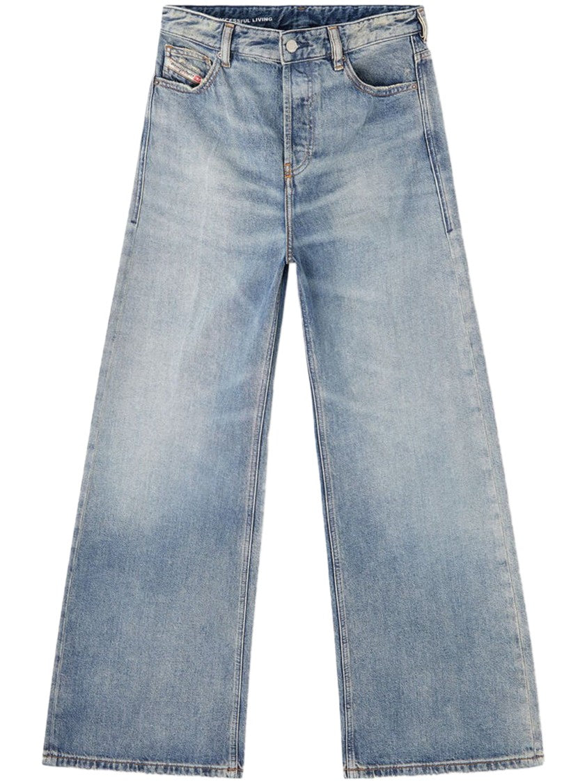 Diesel Wide-Leg Denim Trousers With Vintage Wash