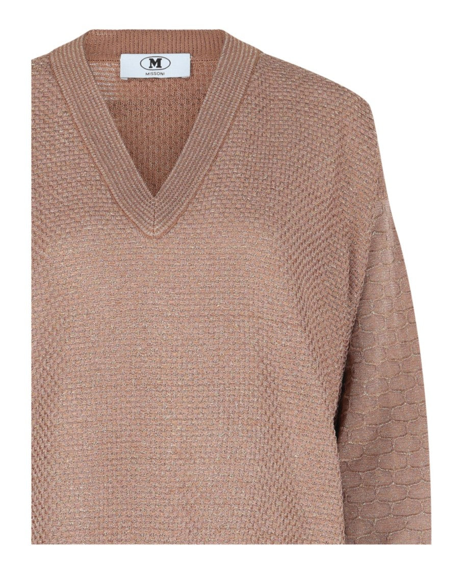 M Missoni Textured Oversized Lamé Sweater With Subtle Honeycomb Design