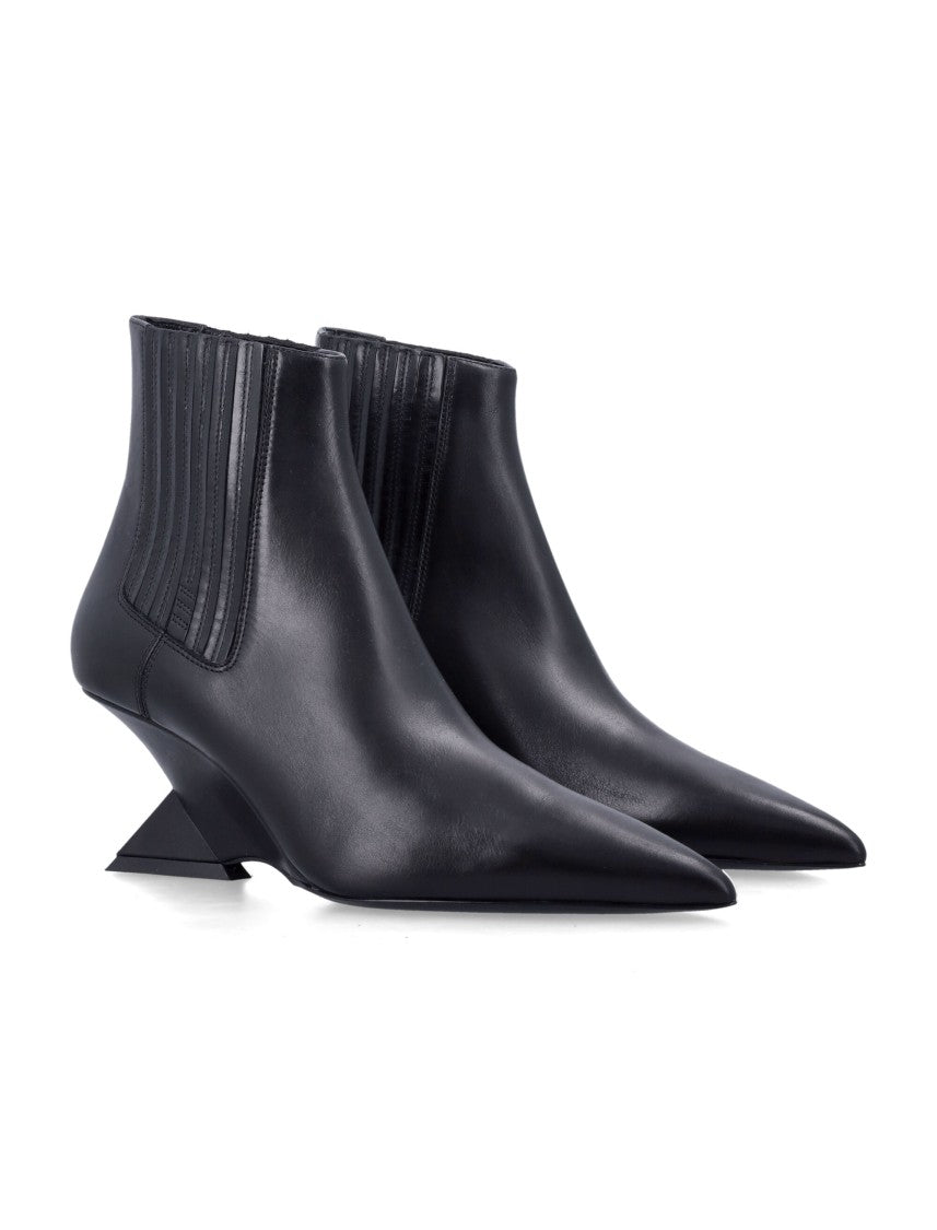 The Attico Pointed Toe Ankle Boots With Geometric Heel