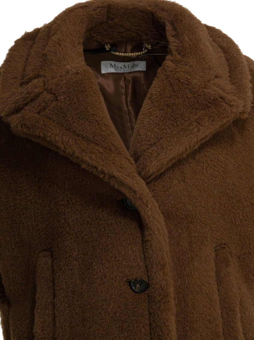 Max Mara Cropped Textured Jacket With Wide Notched Collar
