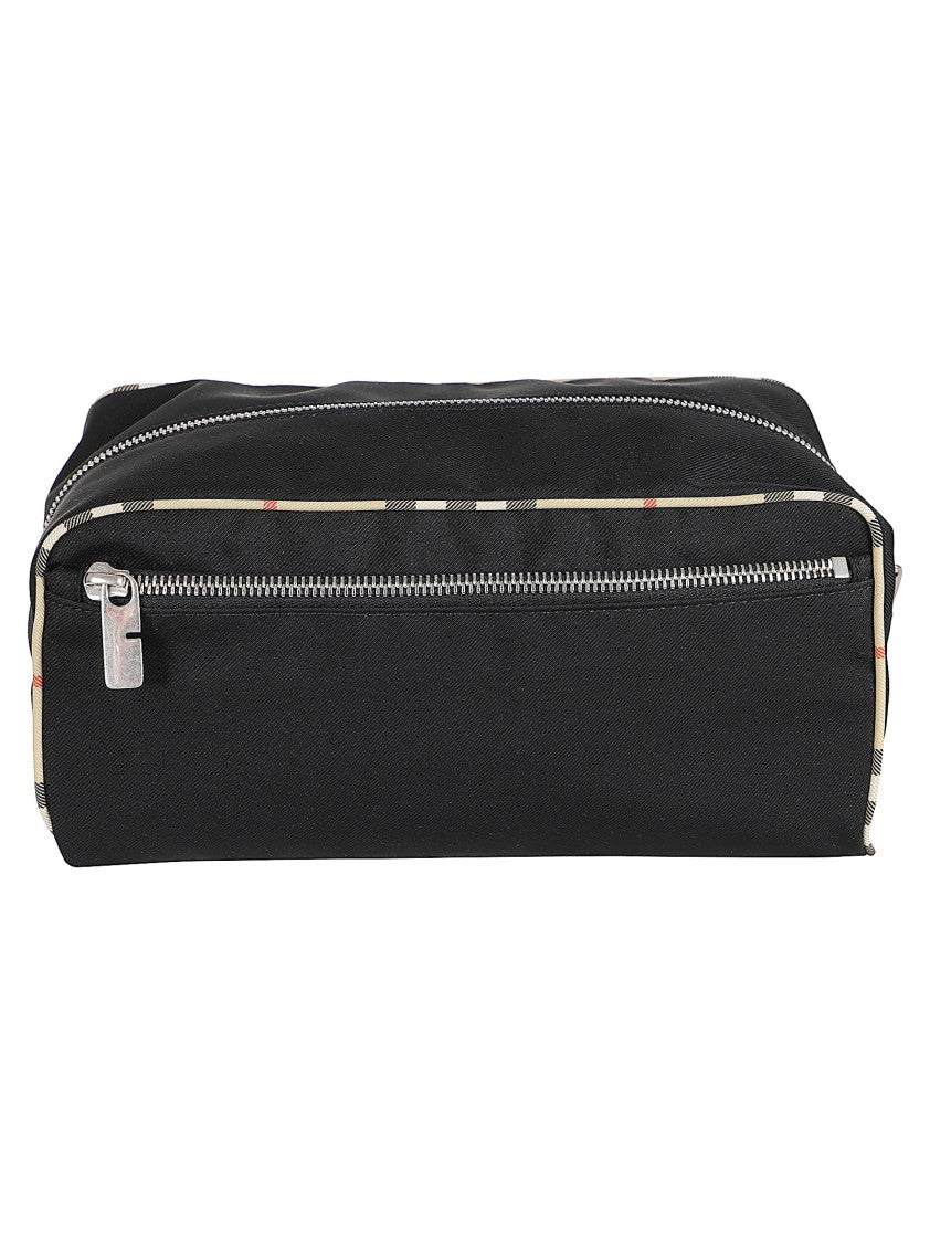 Burberry Rectangular Black Polyester Bag With Plaid Trim