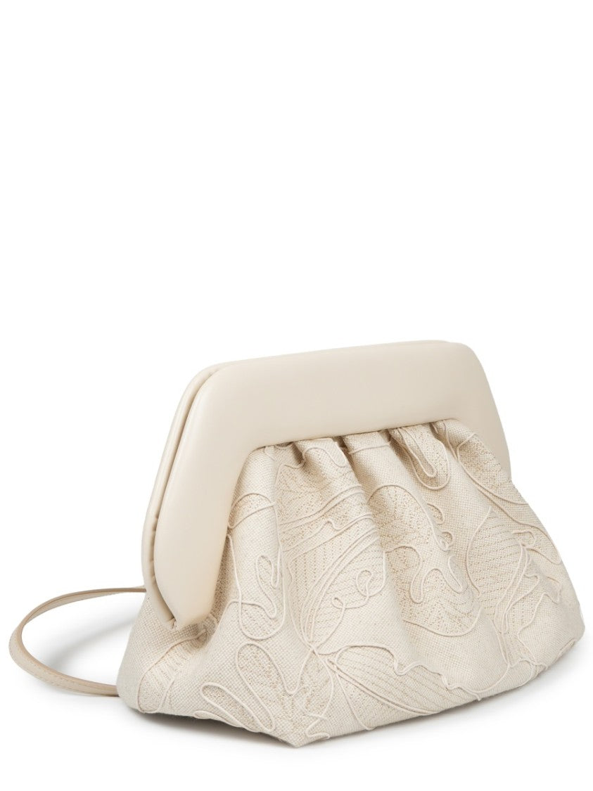 Themoirè Textured Clutch Bag With Geometric Frame