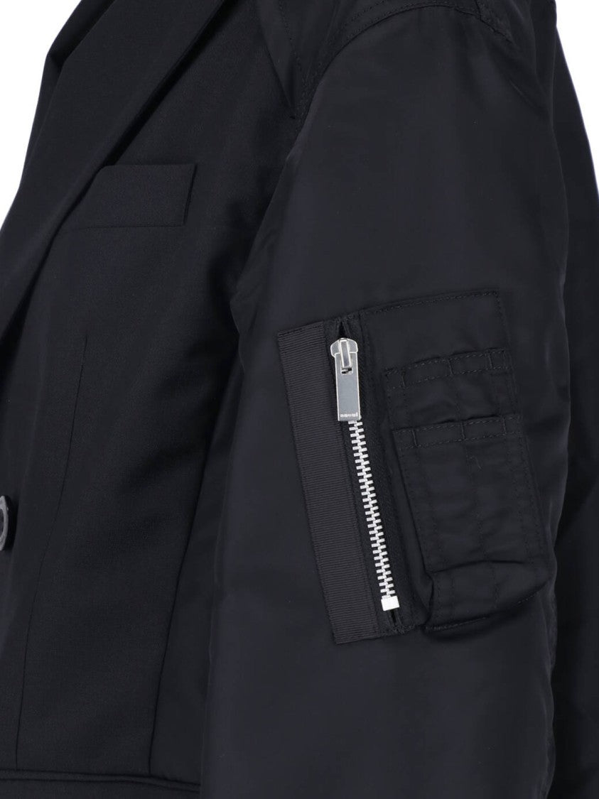 Sacai Double-Breasted Nylon Twill Blazer With Zippered Details