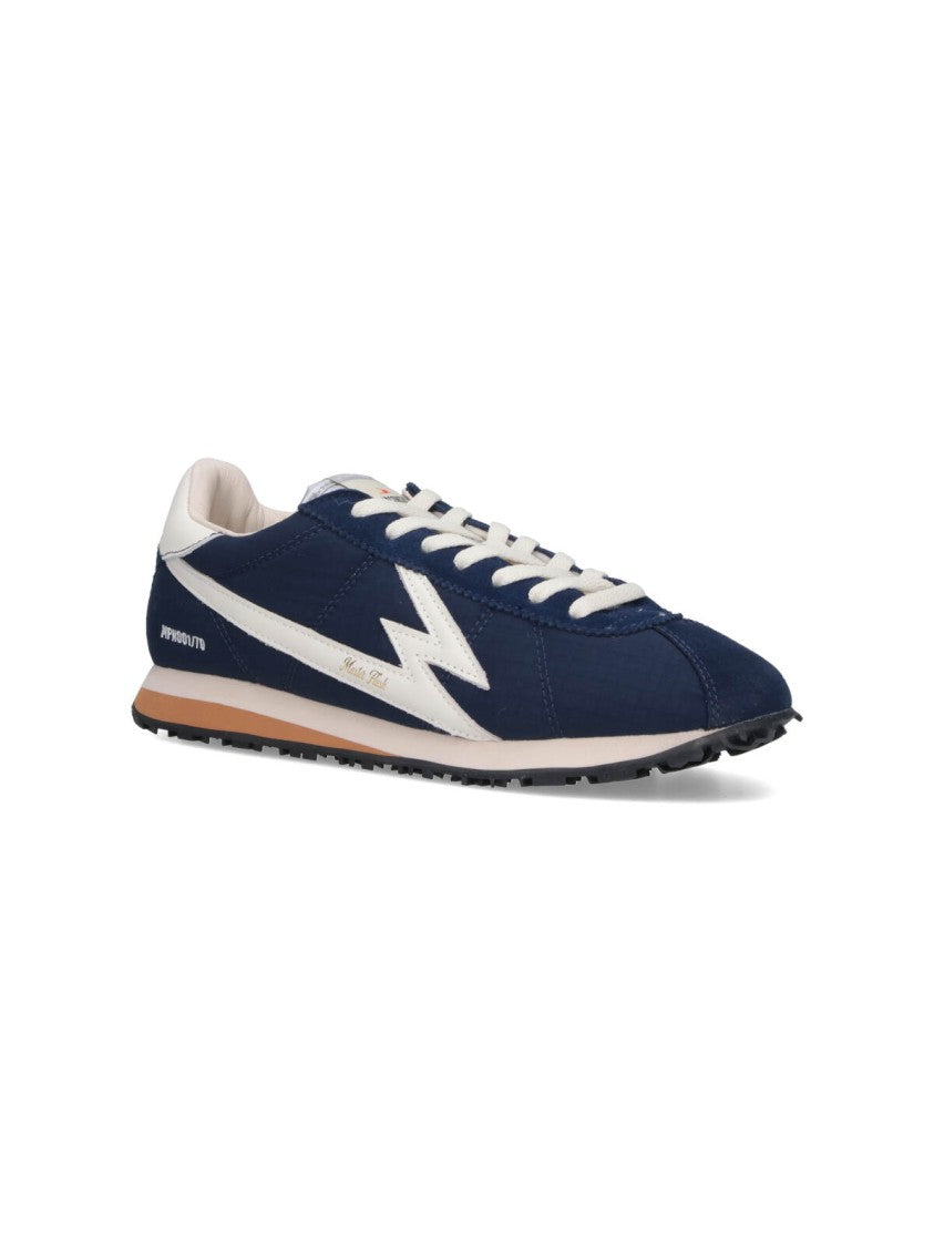 Master Of Arts Navy Blue Sneakers With White Lightning Bolt Accents