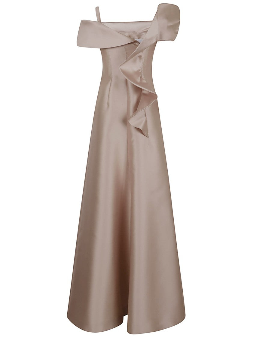 Alberta Ferretti Floor-Length Mikado Maxi Dress With Off-The-Shoulder Design