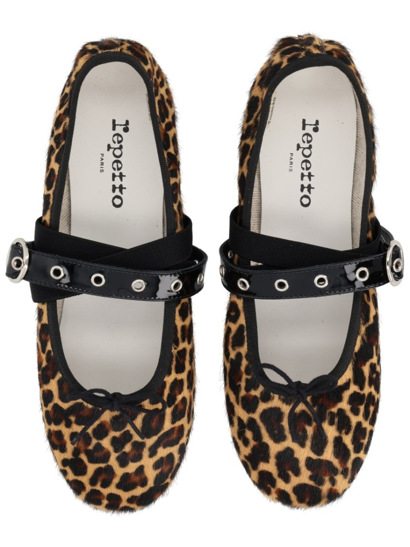 Repetto Multicolor Ballet Twist Leopard Calfskin Flats