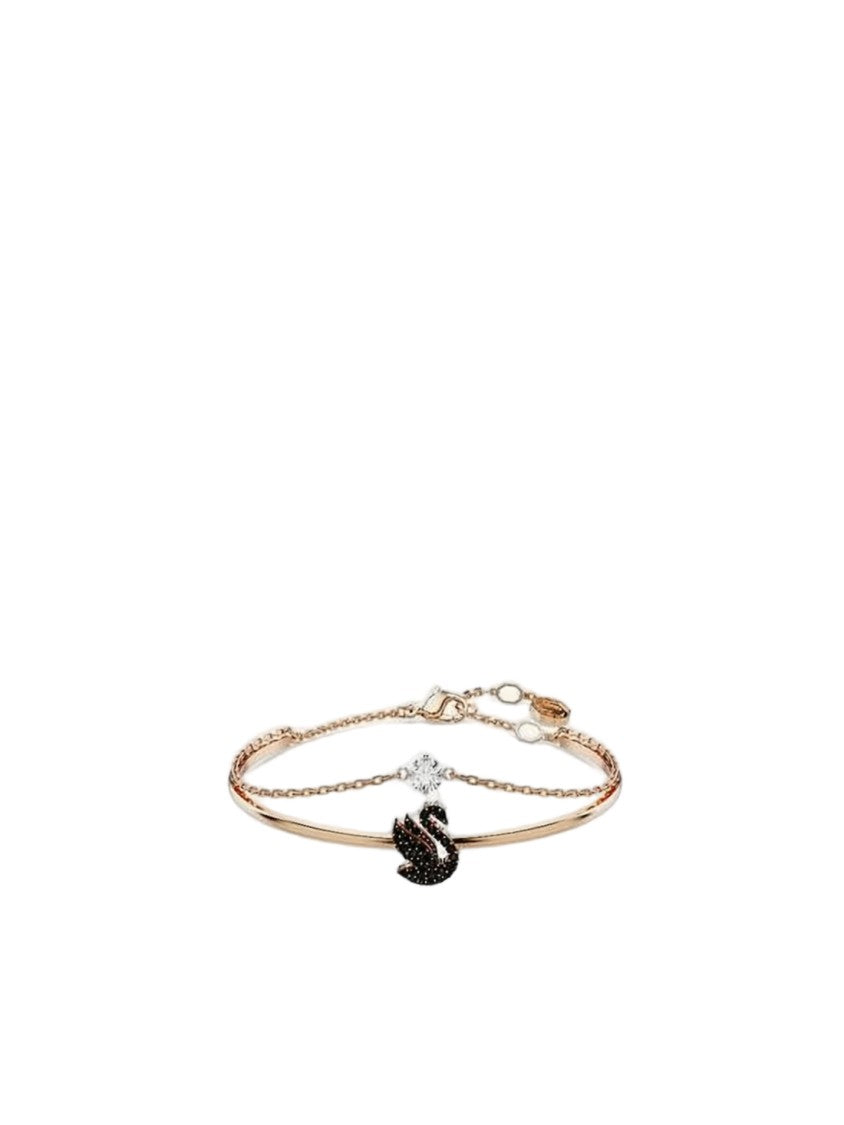 Swarovski Delicate Rose Gold Bracelet With Black Swan